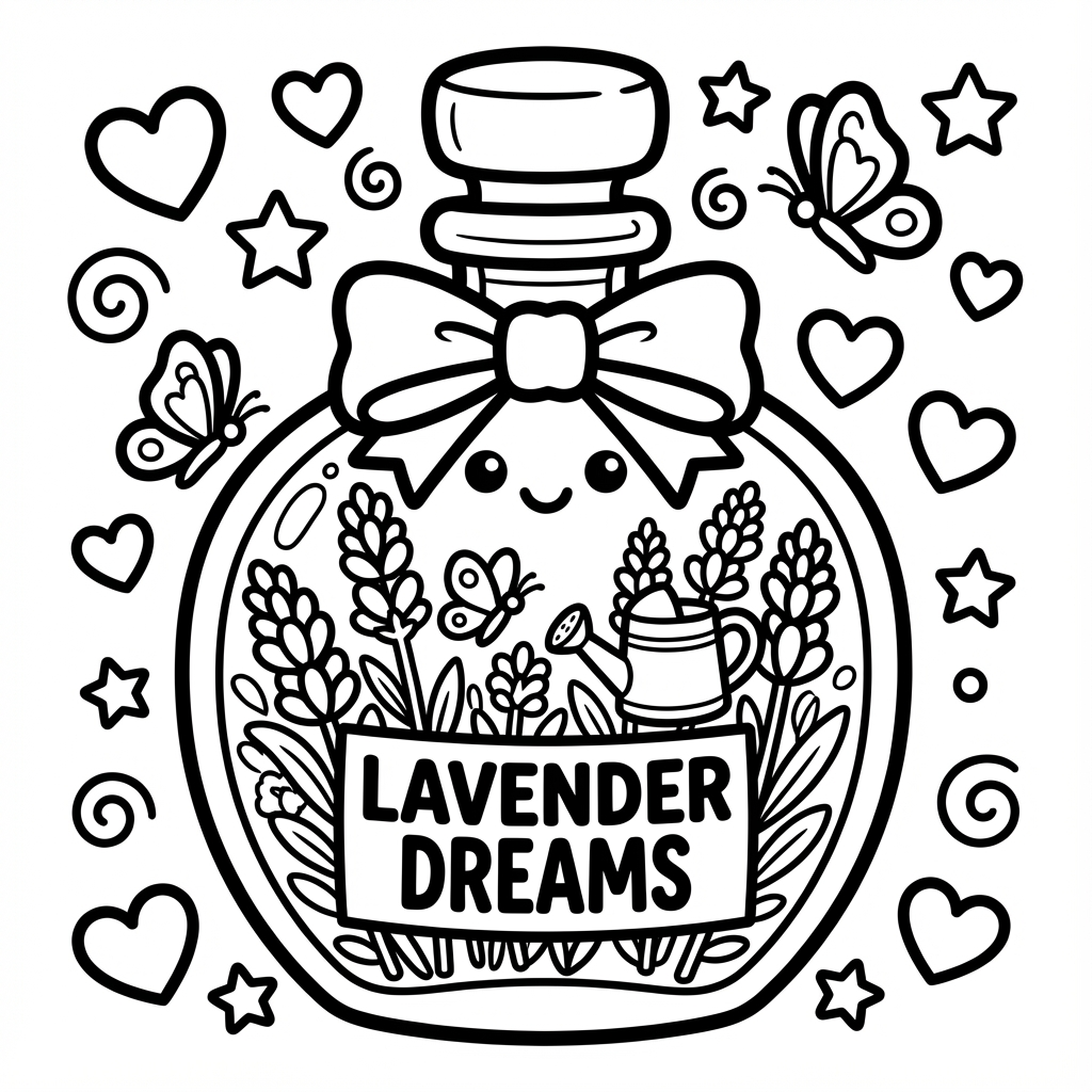 Hot air balloon over a village in a jar, designed as bold and easy coloring pages.